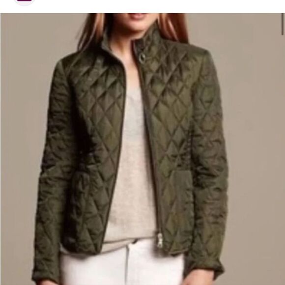 WMNS Banana Republic Quilted, Olive, Field Jacket XS - Picture 2 of 9